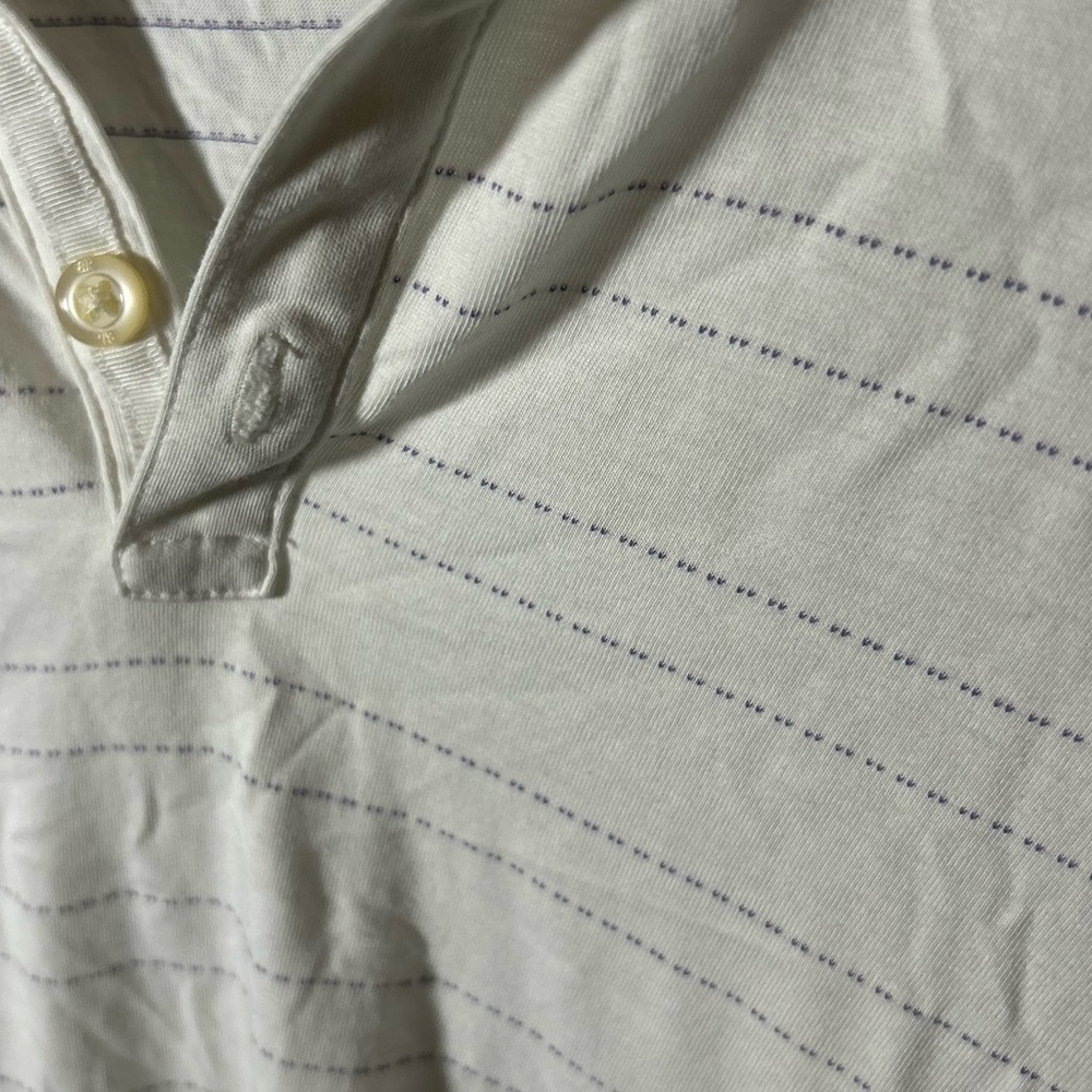 Banana Republic Women’s White with Lavender Stripes Polo, Short Sleeve Sz XL - Picture 3 of 6